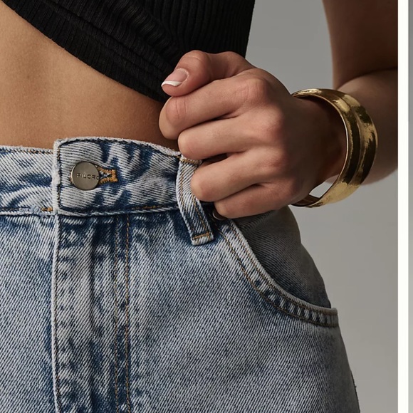 Anthropologie Pilcro Madi Front Slit Denim Maxi Skirt Raw Hem Positano WashBlue - Picture 4 of 7